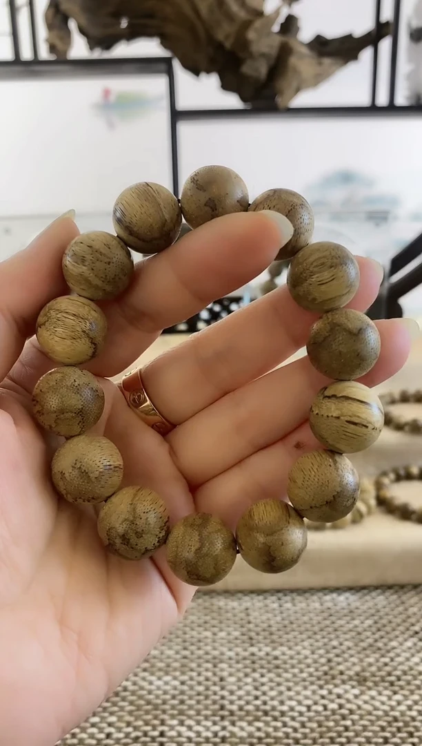 【闪购商品】沉香手串达拉干虫蝼虎斑17MM单圈