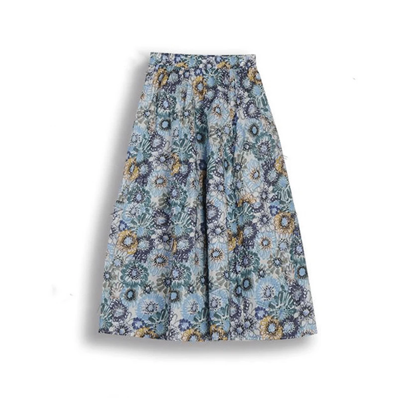 设计感松紧腰碎花半身裙夏季2025新款时尚气质法式遮胯显瘦a字裙