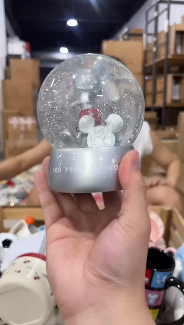瓷片原盒米奇100周年水晶球 微瑕