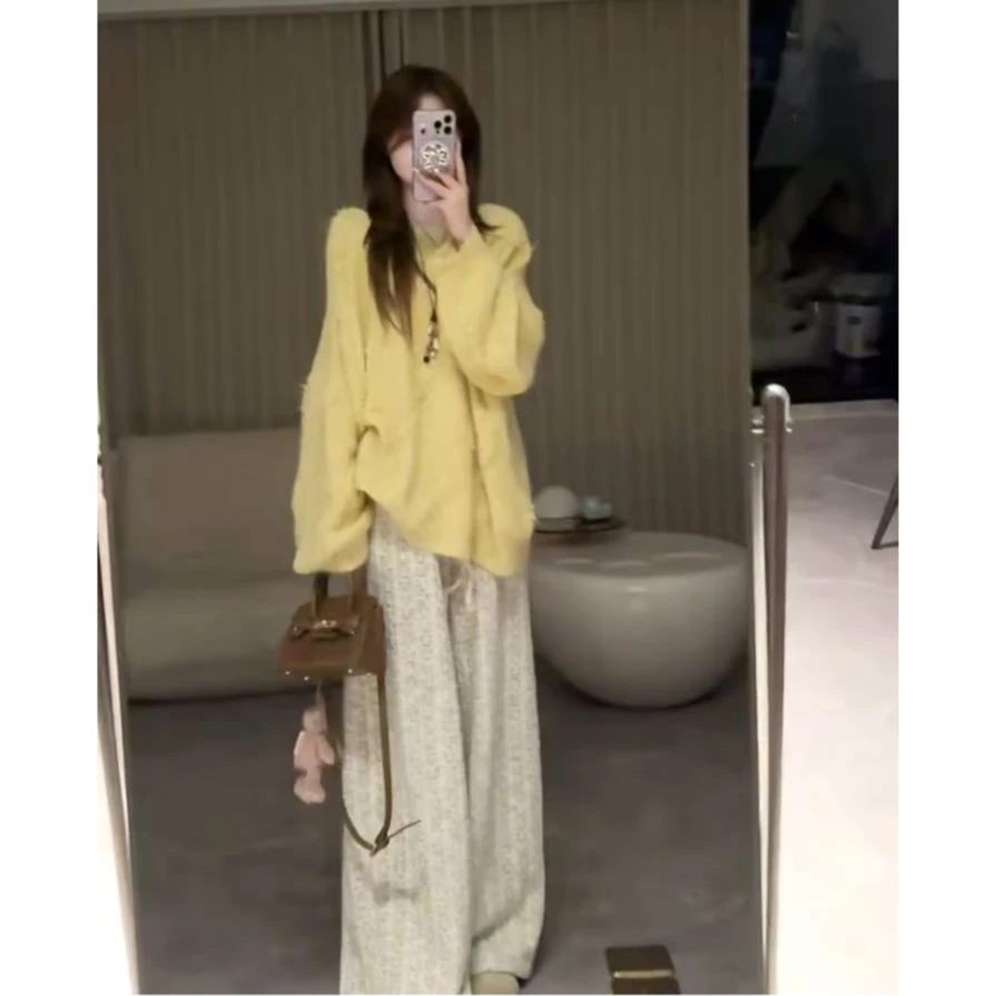 早秋温柔系穿搭2025新款韩版慵懒气质百搭上衣休闲时尚裤子两件套