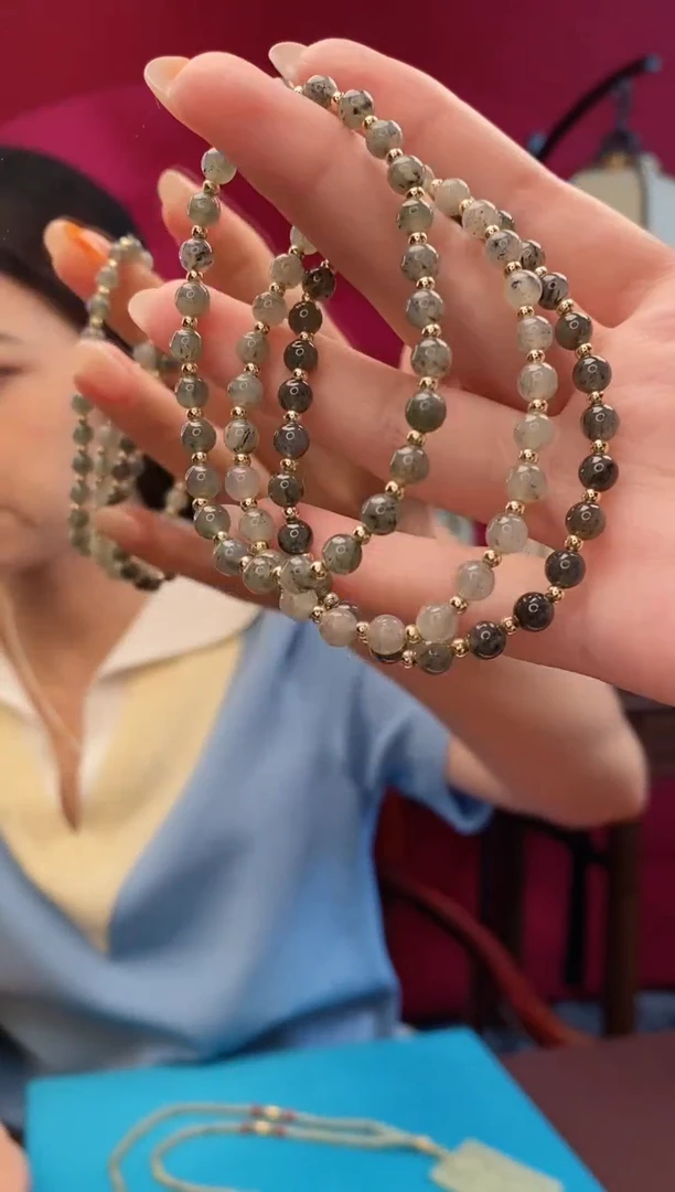 手串未镶嵌和田玉墨绿青花手串多样发发一件