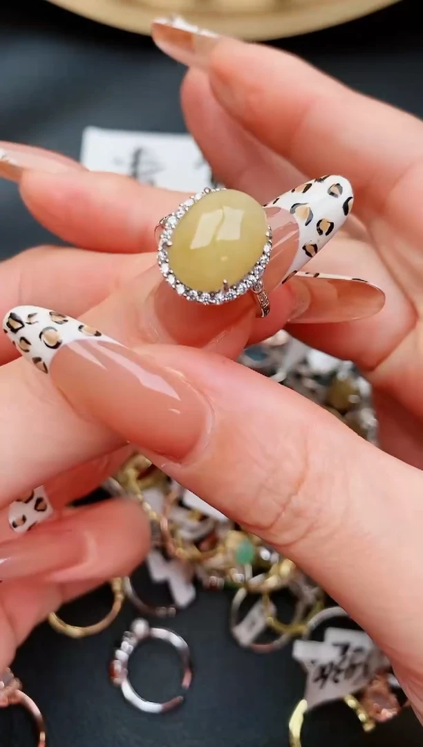 翡翠戒指银S925镶嵌...