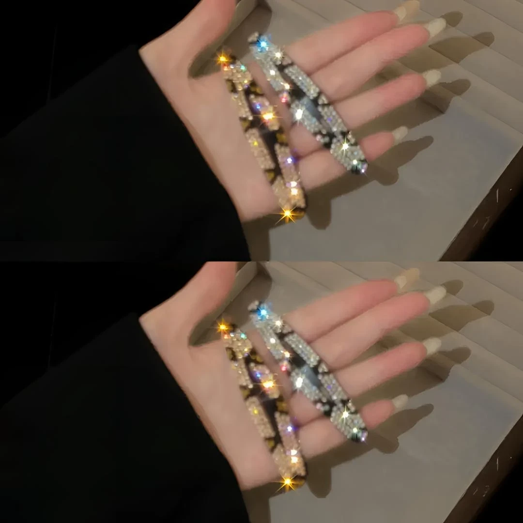 碎发发夹女后脑勺毛发整理神器豹纹闪钻bb夹发卡侧边一字夹刘海夹