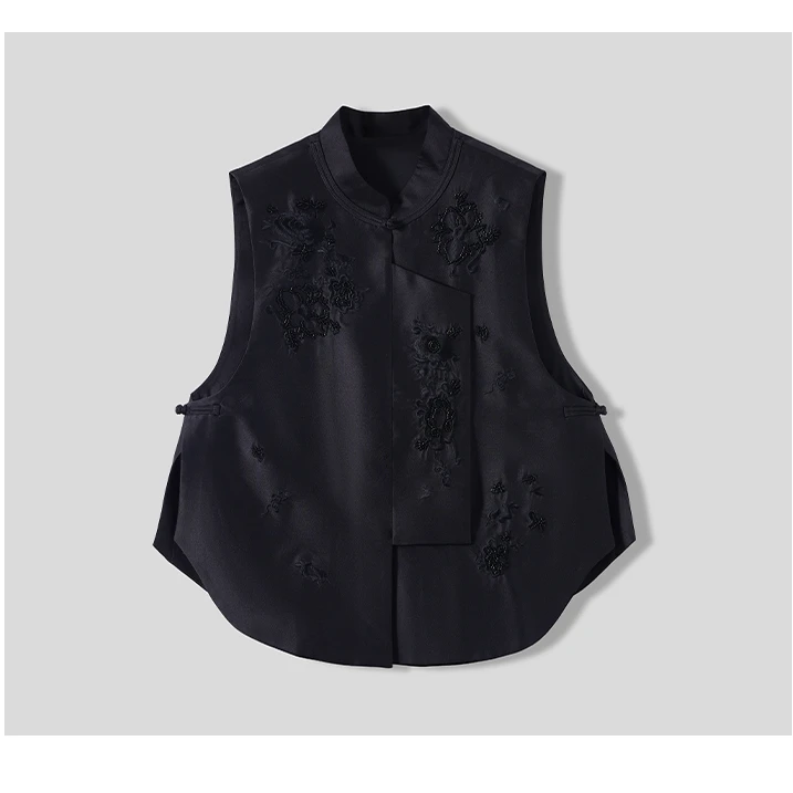 四季百搭女款外穿搭配马甲女装重磅刺绣提花国风马甲TB76685