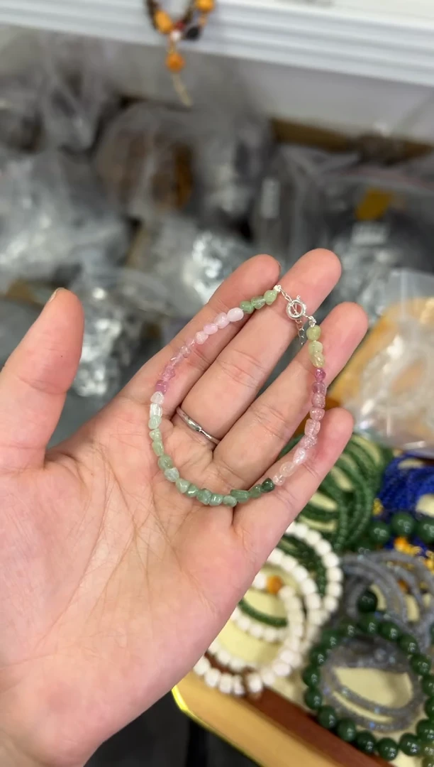 【闪购商品】碧玺手链未镶嵌彩虹碧玺原石随行珠手链[0689]