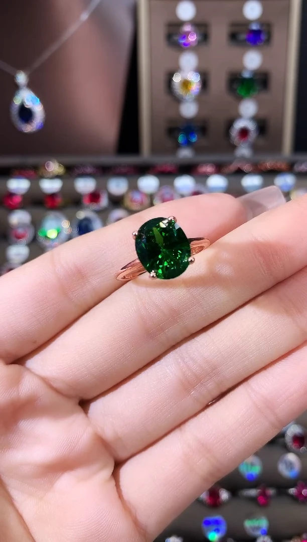 无925银莎弗莱绿色戒指