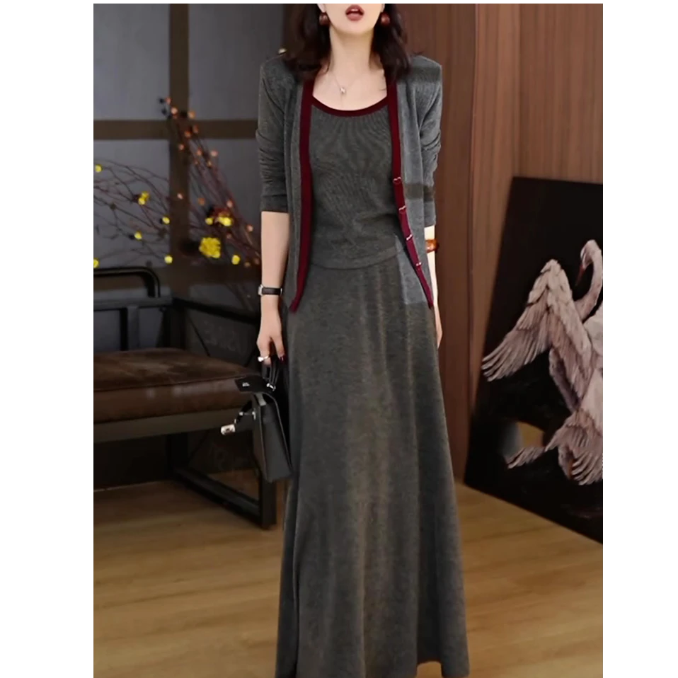 高端时尚长袖套装女2025新款爆款洋气气质修身显瘦百搭洋气三件套