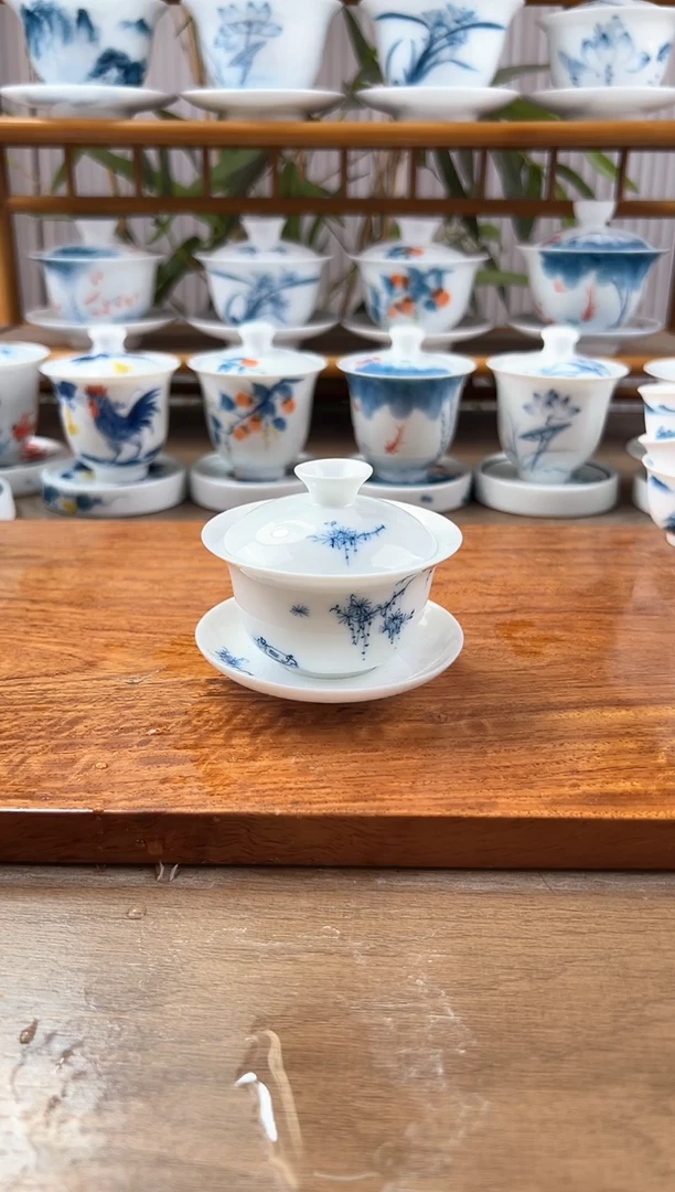 微瑕松下雅集80ml三才盖碗