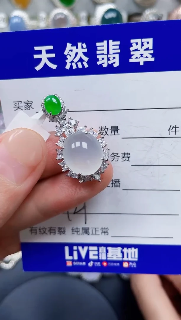 颈饰银S925镶嵌翡翠429
