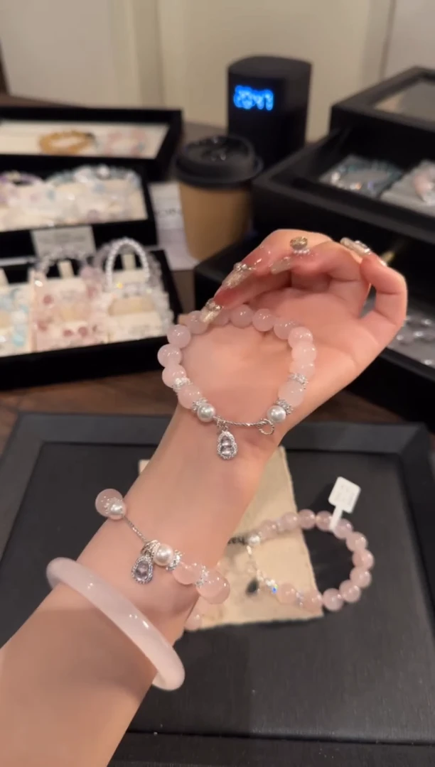 水晶手链合金粉水晶x1782