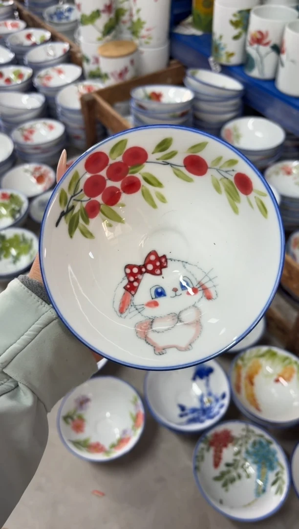 瓷片景德镇高温陶瓷食品级手绘釉中彩-小胖碗