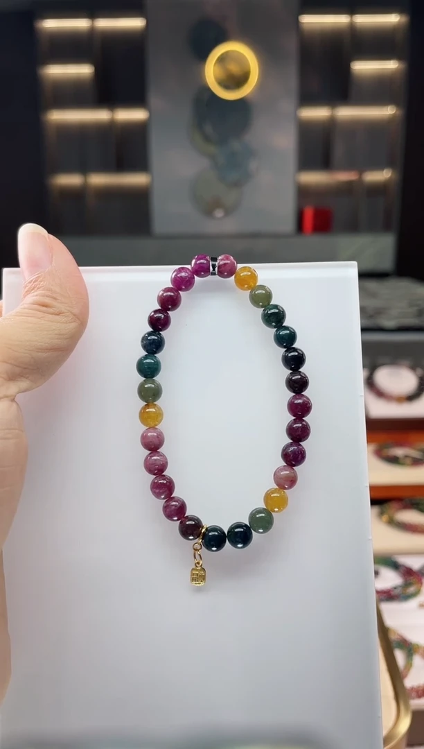 未镶嵌老矿碧玺单圈手串6mm+碧玺（多样性发一条）Q