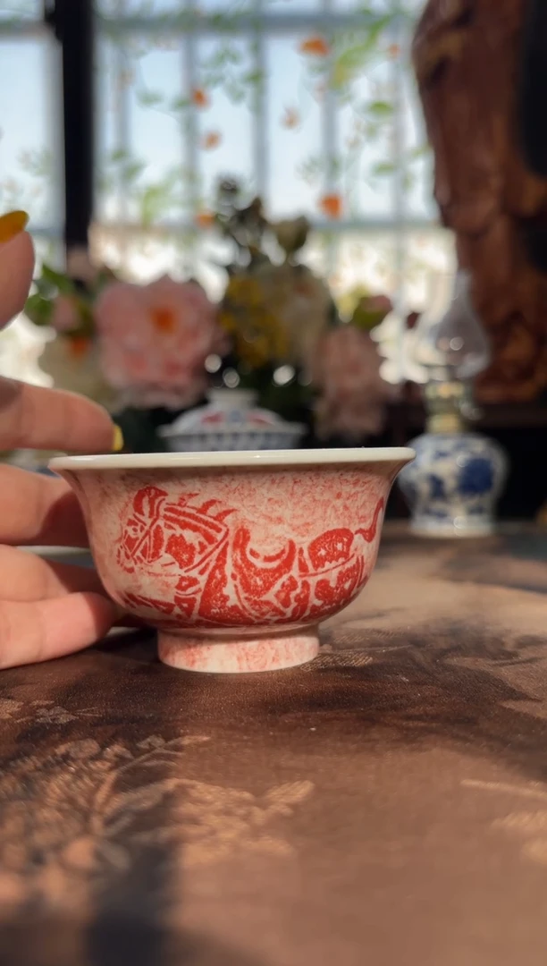 瓷孤品青花手绘轻雨马