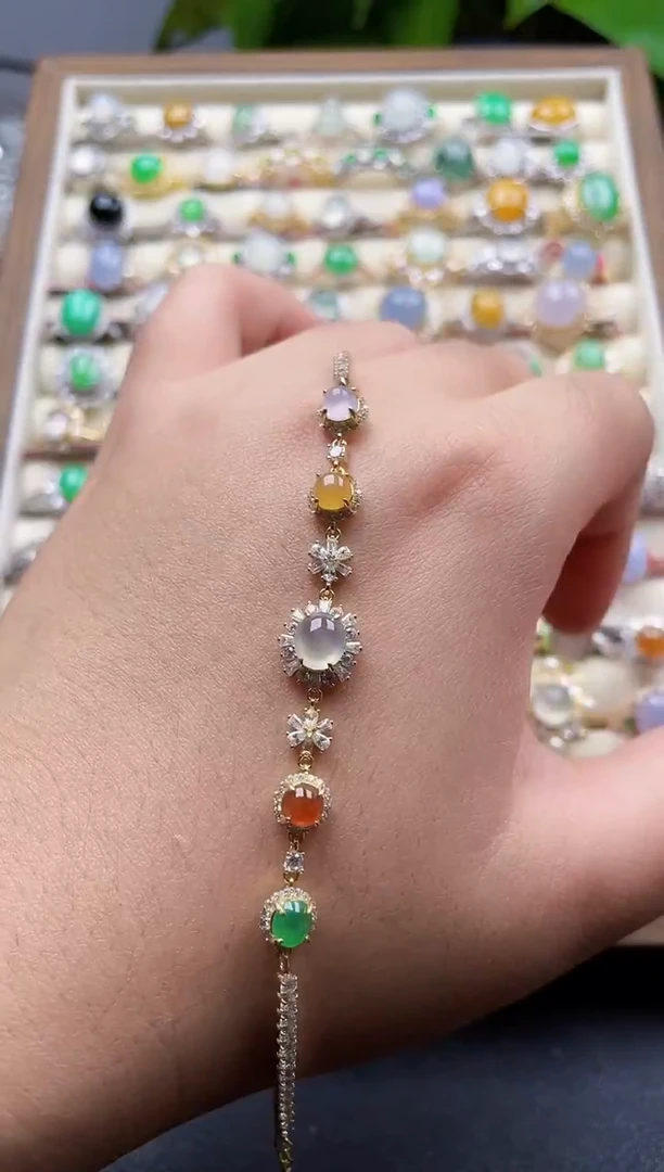 银S925镶嵌手链翡翠7