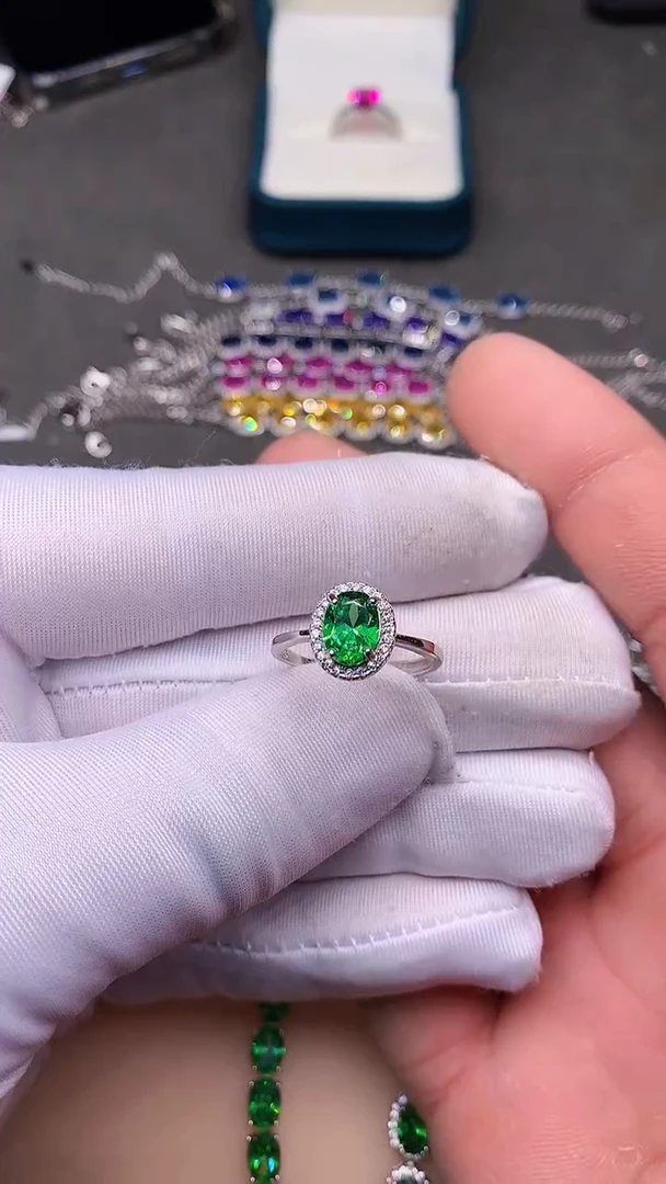 【闪购商品】石榴石（沙弗莱）戒指银S925镶嵌·····