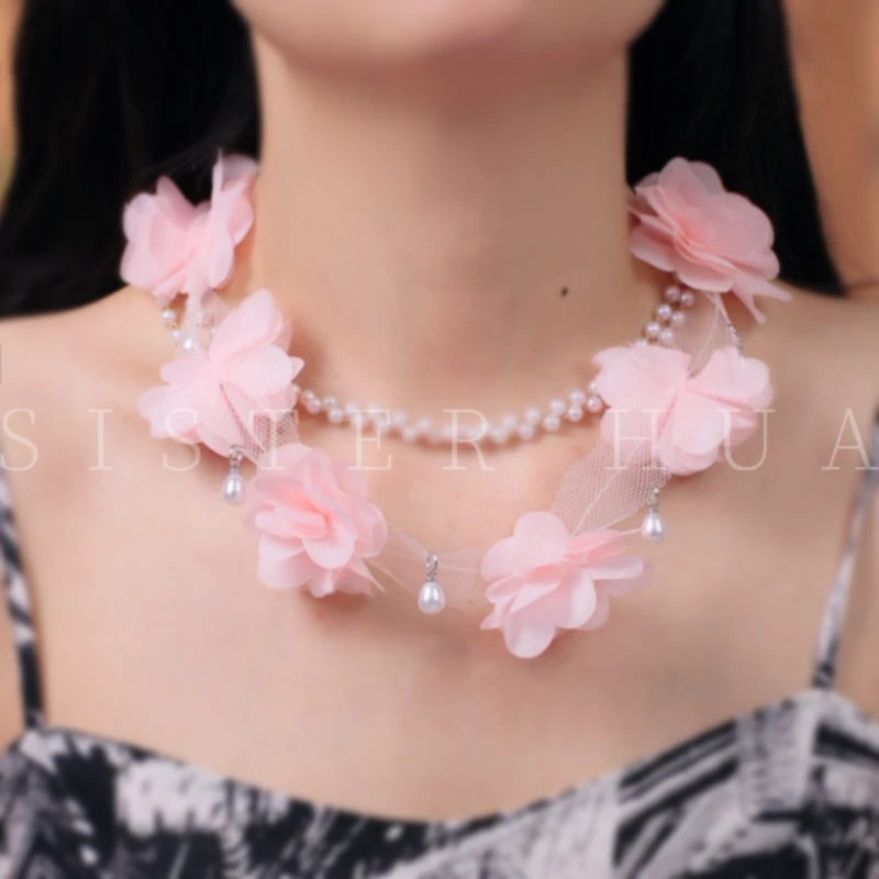 【初恋2】项链情人节限定花朵飘带发饰原创设计仙女轻奢ins风头花