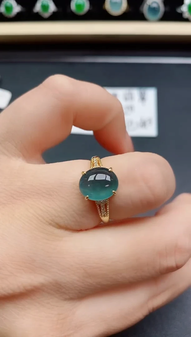 翡翠戒指银S925镶嵌50805