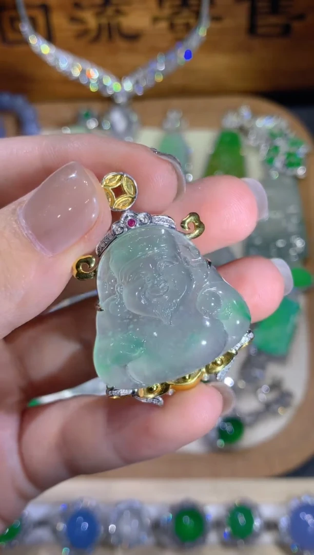 翡翠18K金镶嵌吊坠(不含链)35团购多样性发其一