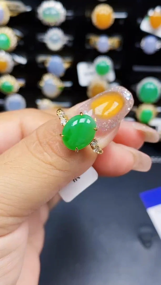 银S925镶嵌戒指翡翠8611