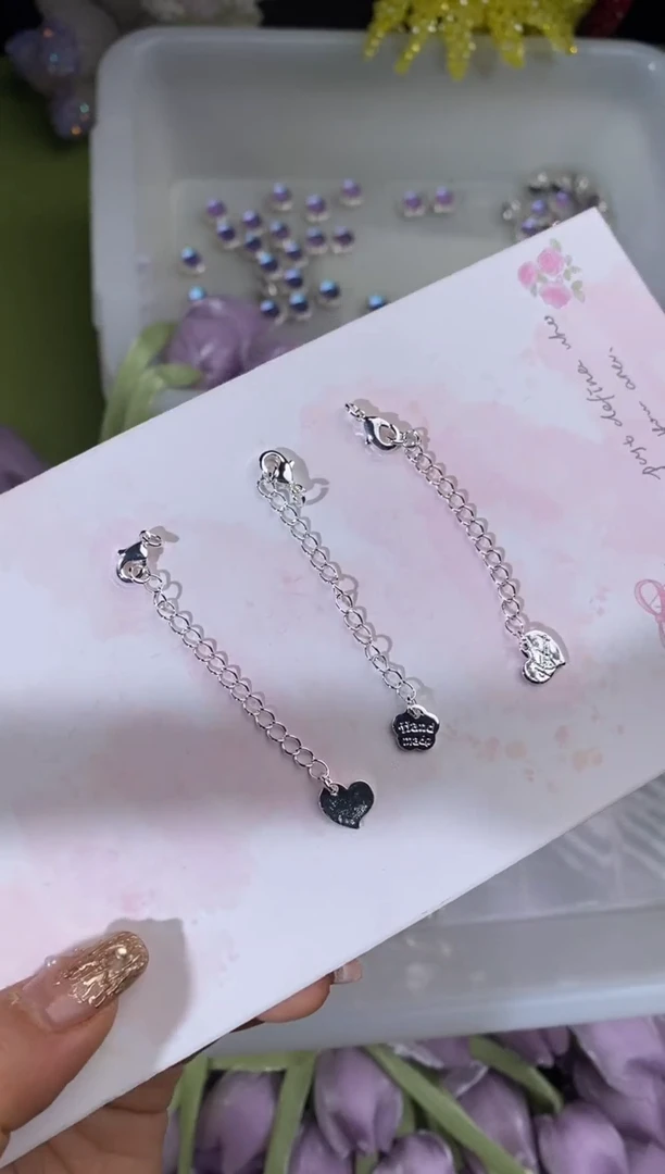 玻璃2683爱心尾链5个银色