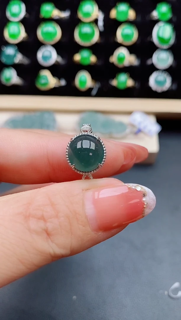 【闪购商品】翡翠戒指银S925镶嵌0580