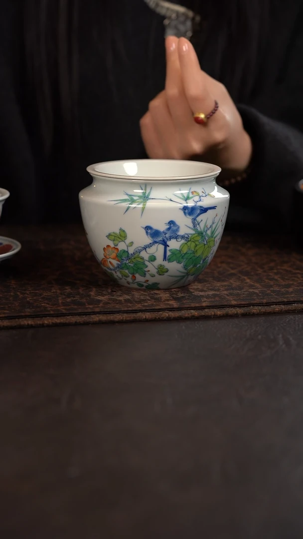 【闪购商品】杯聚澜堂斗彩花鸟水洗带盖