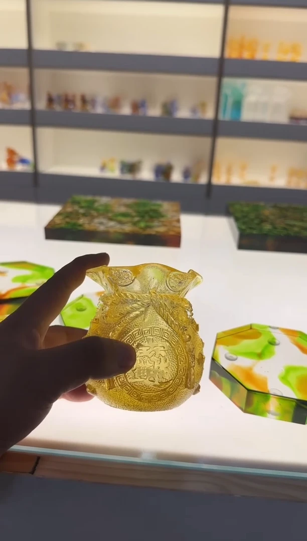 手工艺品琉璃金色钱袋子