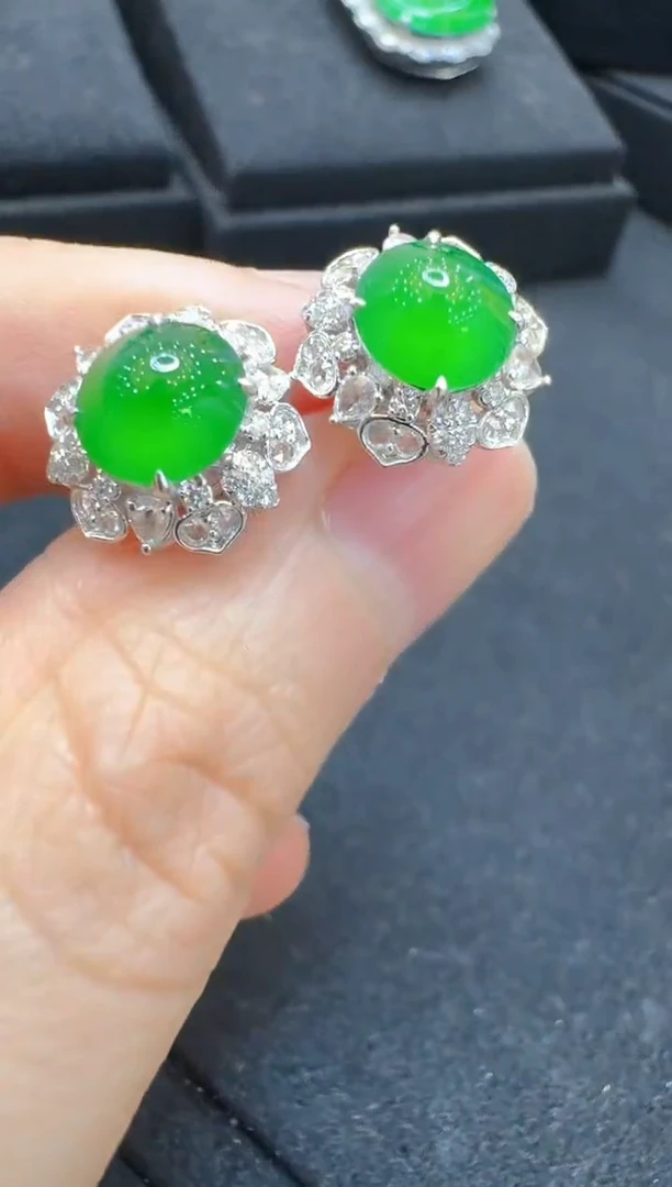 翡翠18K金镶嵌耳饰多样性团购发一件