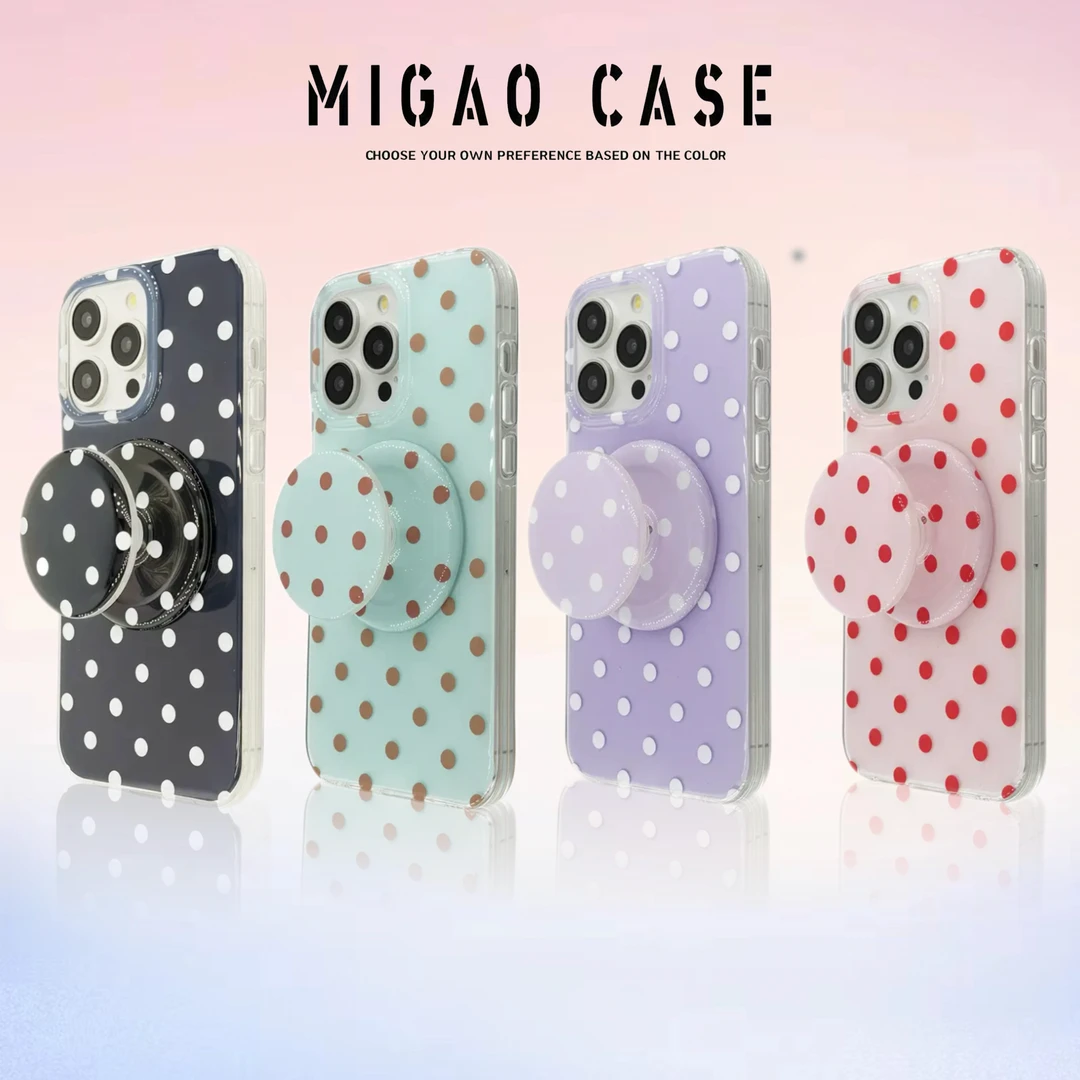 ins简约波点简约适用iphone16promax苹果手机壳15防摔14磁吸支架