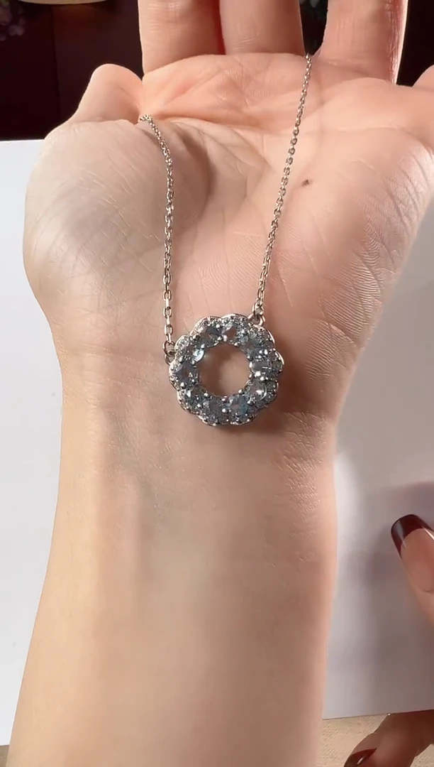 【闪购商品】海蓝宝石颈饰银S925镶嵌YJ0811118