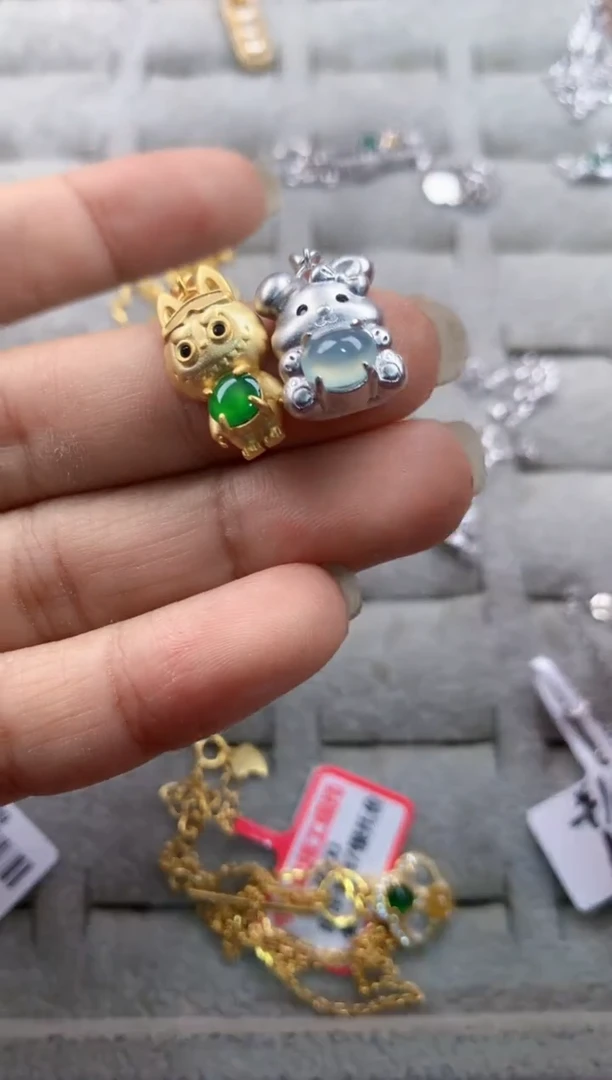 银S925镶嵌戒指翡翠4444----4