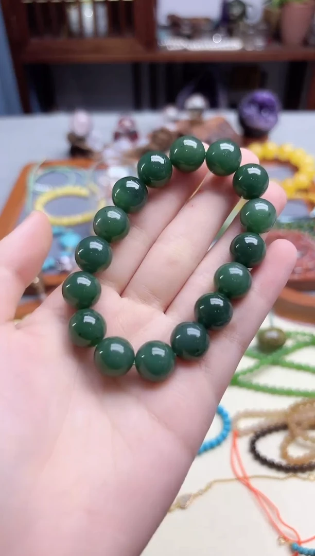 未镶嵌和田玉挂件碧玉手串12mmZD