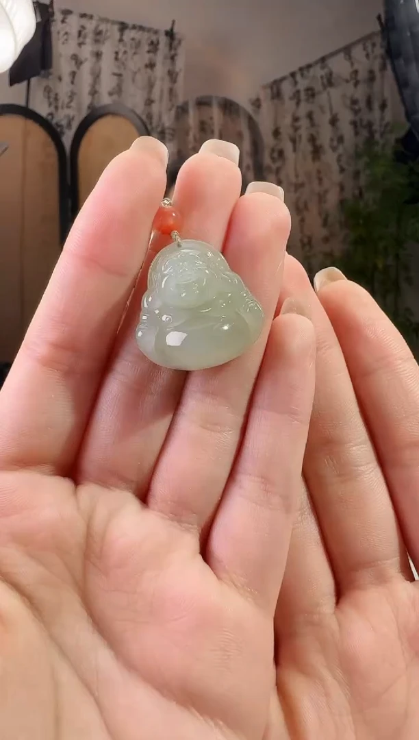 和田玉未镶嵌颈饰佛公p 高25mm厚11mm+