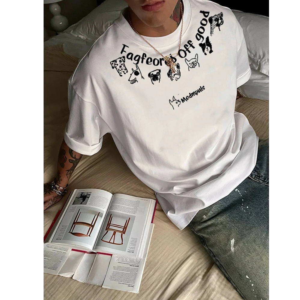 重磅纯棉潮牌美式t恤男宽松潮流国潮设计感痞帅短袖个性夏季男装