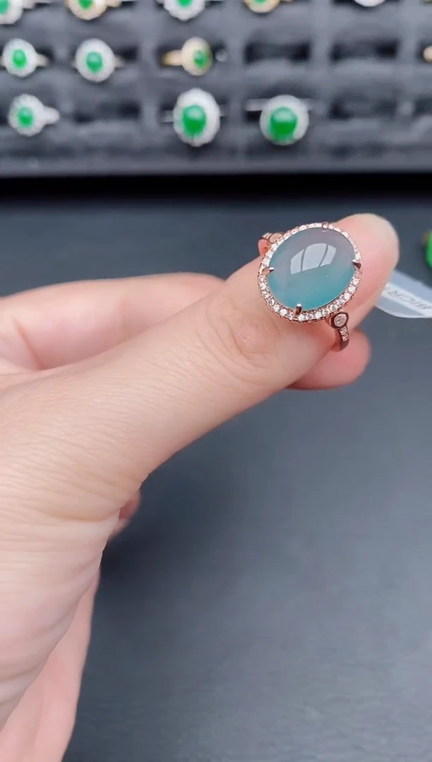 银S925镶嵌戒指翡翠天然a货翡翠68