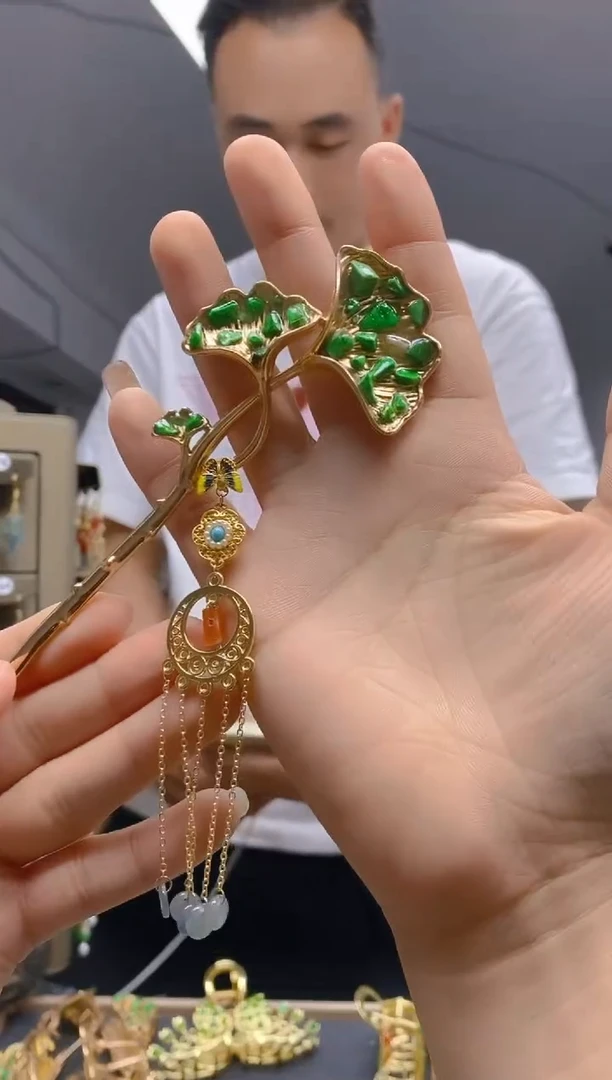 【闪购商品】翡翠耳饰合金293翡翠发簪