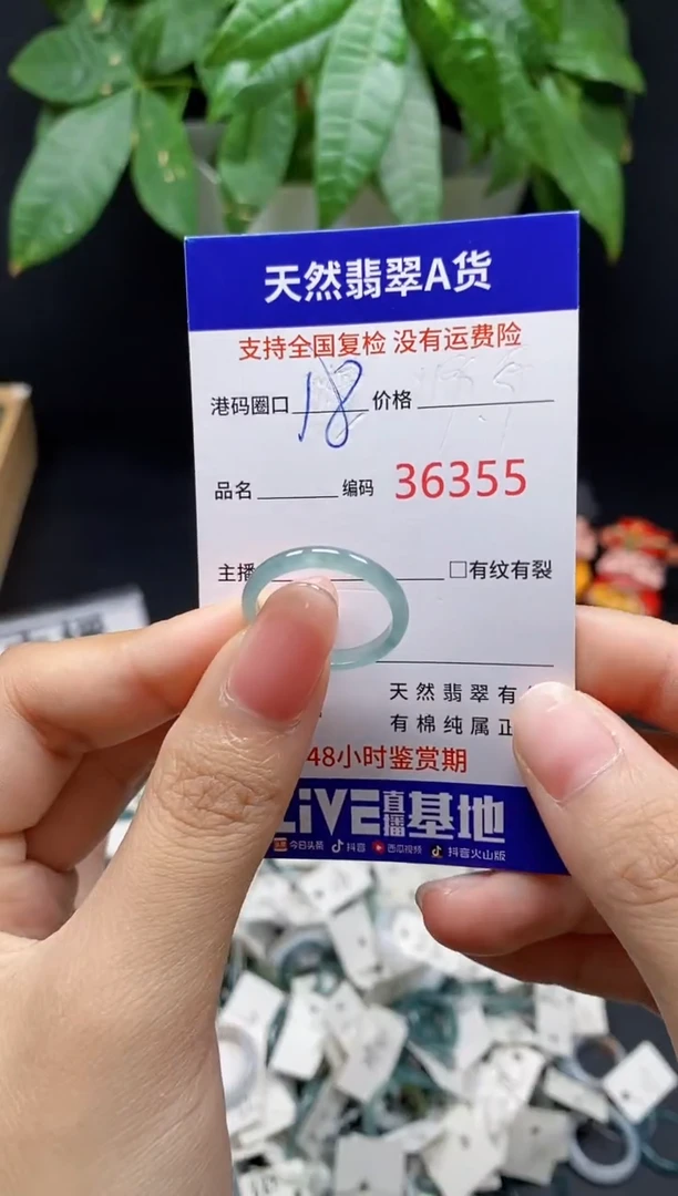 翡翠戒指未镶嵌 天然翡翠戒圈6355