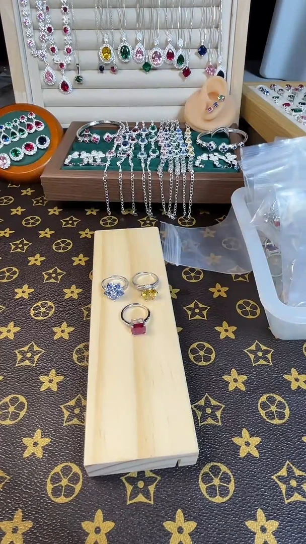 合金合成钻石三枚戒指