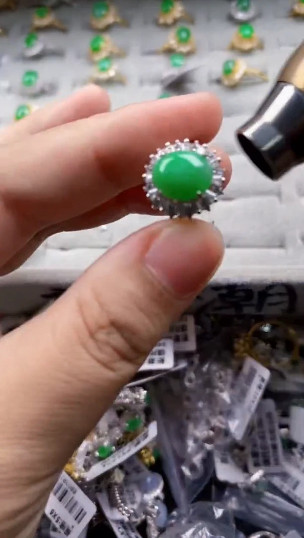 翡翠戒指银S925镶嵌222     1