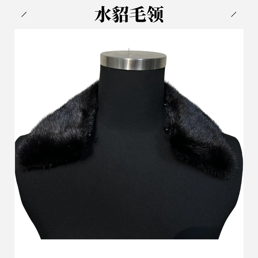 水貂毛领厚款时尚手工百搭休闲男士黑色保暖冬季秋冬男款真毛单领