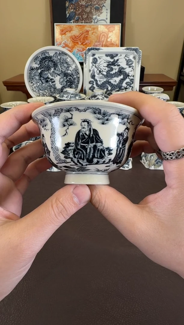 二号釉三顾茅庐压手杯