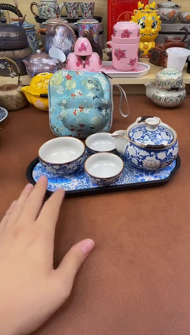 陶瓷茶具摆件旅行套组