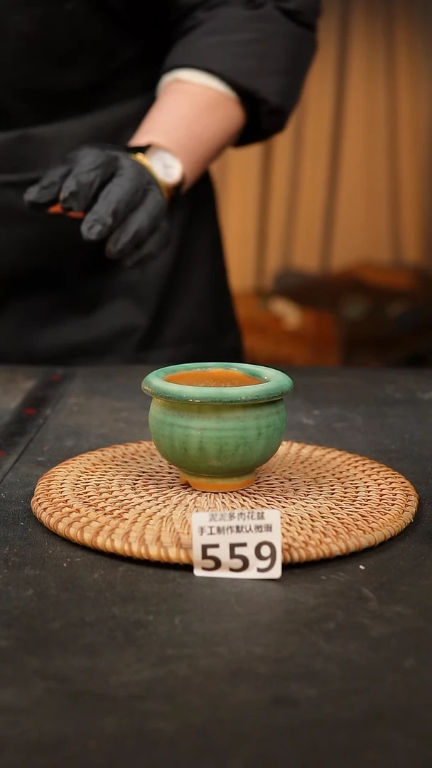 【闪购商品】瓷片559泥泥手工花盆口5高5