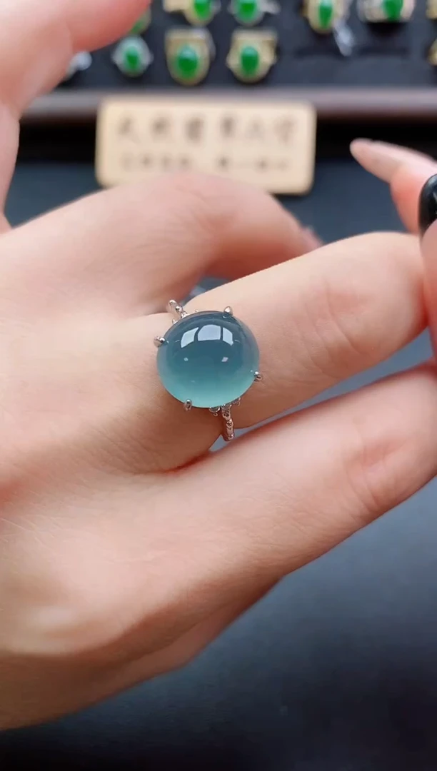 银S925镶嵌戒指翡翠1