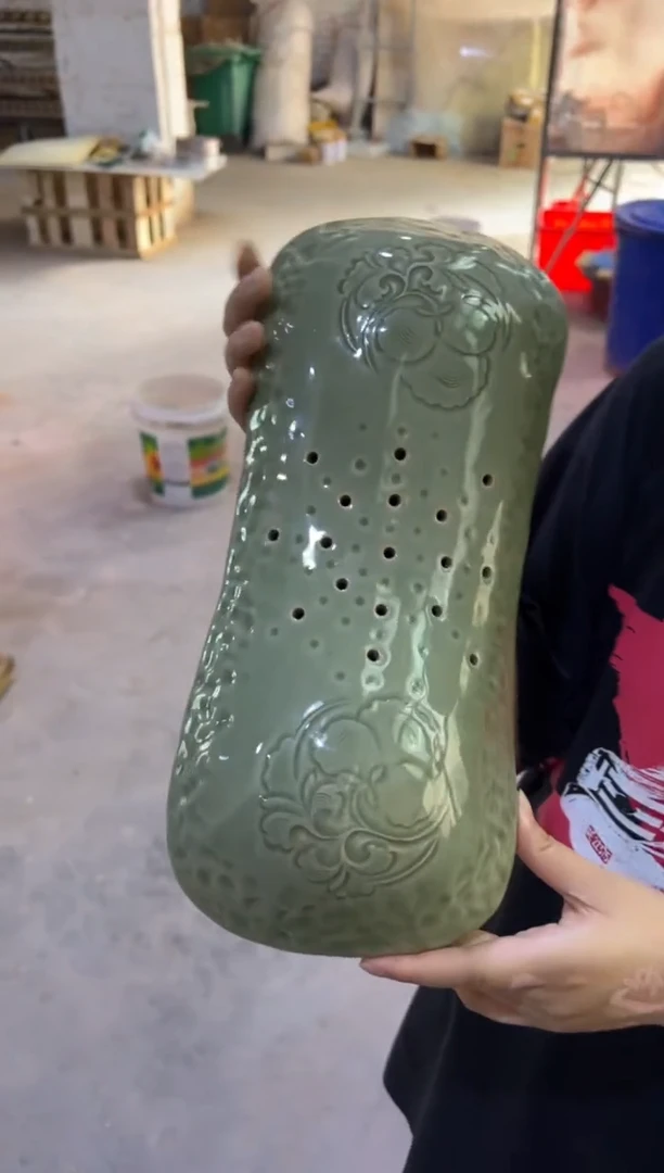 耀州窑青瓷牡丹药理枕头