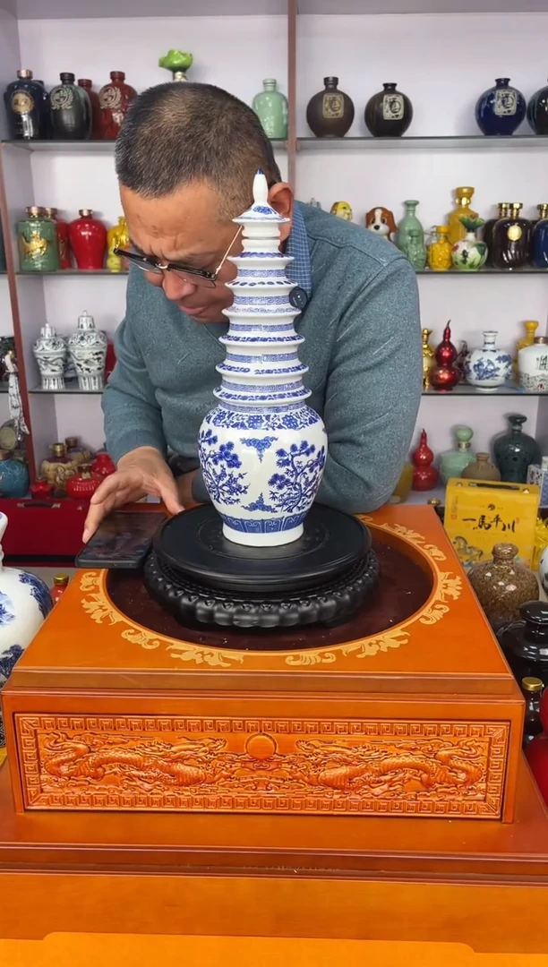 瓶瓷 3 斤装青花宝塔  陶瓷空酒坛