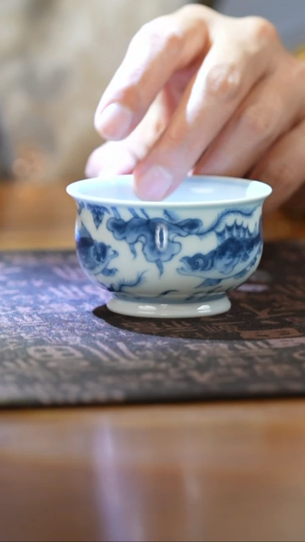 望月怀古鱼藻小炉式杯