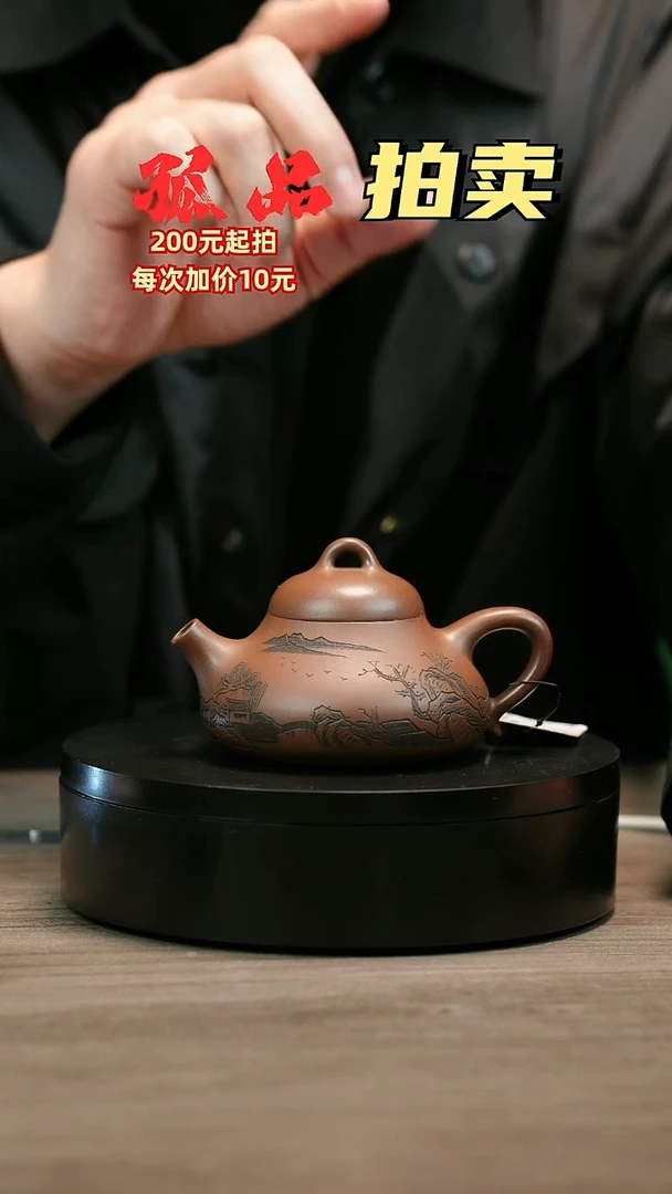 茶壶紫砂用****3H1602赵信军山水刻绘容天