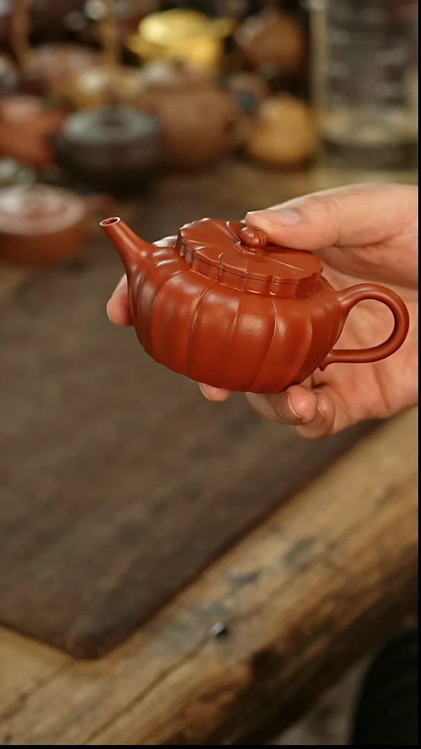 茶壶紫砂鸣远菱花紫砂壶