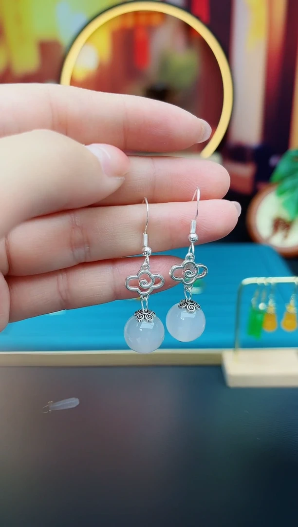 玛瑙/玉髓耳饰银S925镶嵌101